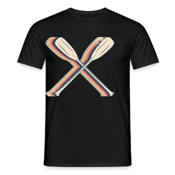 canoë canoë canoë pagaie pagaie rétro art au trait - T-shirt homme - noir - Devant - AI Model Male 178 light (178cm)