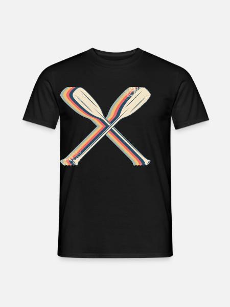 canoë canoë canoë pagaie pagaie rétro art au trait - T-shirt homme - noir