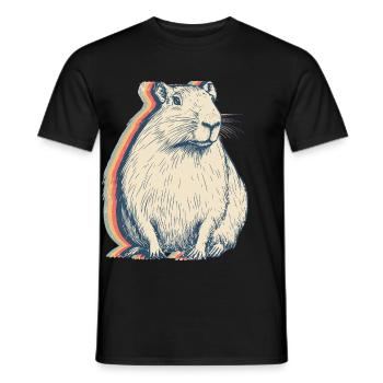 Capybara Capibara Retro Line Art - Men's T-Shirt - black - Front - AI Model Male 178 light (178cm)