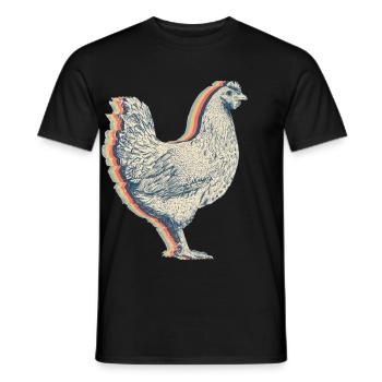 Chicken Farm Farmer Agriculture Retro Line Art - Men's T-Shirt - black - Front - AI Model Male 178 light (178cm)