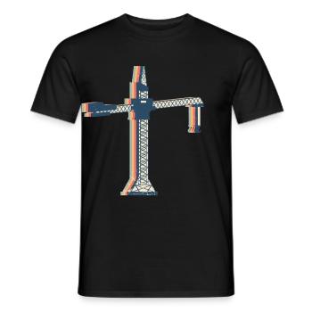 grutier construction HEO Retro Line Art - T-shirt homme - noir - Devant - AI Model Male 178 light (178cm)