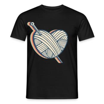 Crochet Crochet Crochet Crochet Knitting Heart - Men's T-Shirt - black - Front - AI Model Male 178 light (178cm)