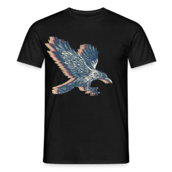 Crow Raven Retro Line Art - Men's T-Shirt - black - Front - AI Model Male 178 light (178cm)