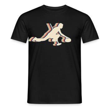 Curlingstein Spieler Retro Line Art - Männer T-Shirt - Schwarz - Vorne - AI Model Male 178 light (178cm)