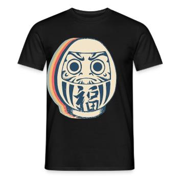 Daruma Puppe Japan Retro Line Art - Männer T-Shirt - Schwarz - Vorne - AI Model Male 178 light (178cm)
