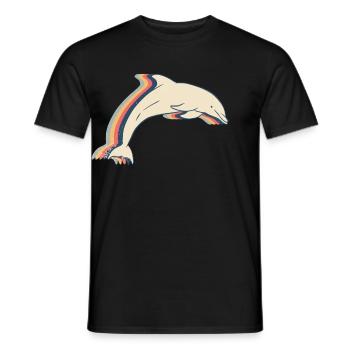 Delphin Ozean Tier Retro Line Art - Männer T-Shirt - Schwarz - Vorne - AI Model Male 178 light (178cm)