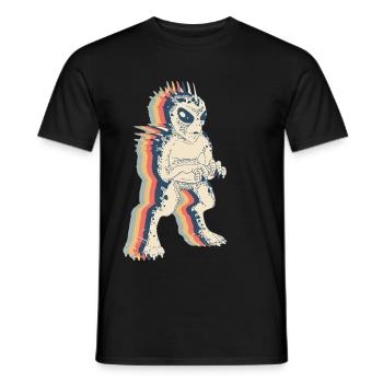 El Chupacabra Krypto Kryptozoologie Retro Line Art - Männer T-Shirt - Schwarz - Vorne - AI Model Male 178 light (178cm)