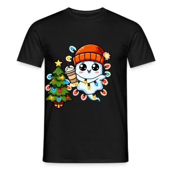Weihnachtsgeist Lichterkette Weihnachtsbaum - Männer T-Shirt - Schwarz - Vorne - AI Model Male 178 light (178cm)