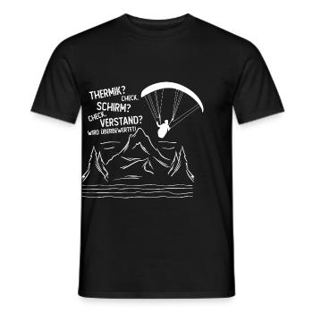 Schirm Check Verstand überbewertet Paragleiter - Männer T-Shirt - Schwarz - Vorne - AI Model Male 178 light (178cm)