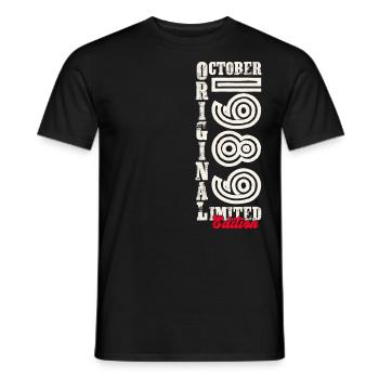 34e anniversaire Original Octobre Année 1989 - T-shirt homme - noir - Devant - AI Model Male 178 light (178cm)