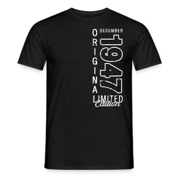 76e anniversaire Original Décembre Né 1947 - T-shirt homme - noir - Devant - AI Model Male 178 light (178cm)