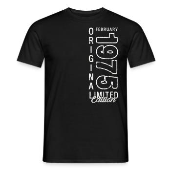 50th Birthday Gift Husband Original February 1975 - Men's T-Shirt - black - Front - AI Model Male 178 light (178cm)