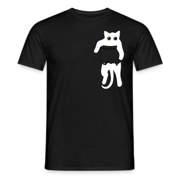 Katze Süß in Tasche/ Katzengeschenk/ weiße Katzen - Männer T-Shirt - Schwarz - Vorne - AI Model Male 178 light (178cm)