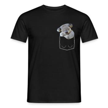 Koala ours en poche poitrine poche chemise - T-shirt homme - noir - Devant - AI Model Male 178 light (178cm)