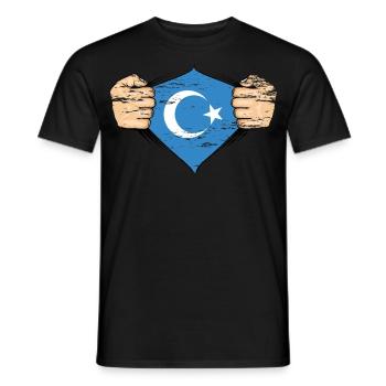 Uyghur flag design used - Men's T-Shirt - black - Front - AI Model Male 178 light (178cm)