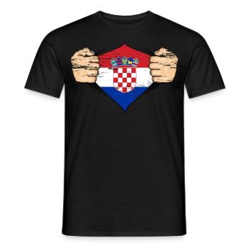 Croatia flag design used - Men's T-Shirt - black - Front - AI Model Male 178 light (178cm)