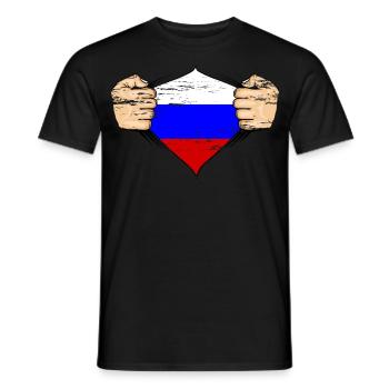 Russia flag design used - Men's T-Shirt - black - Front - AI Model Male 178 light (178cm)