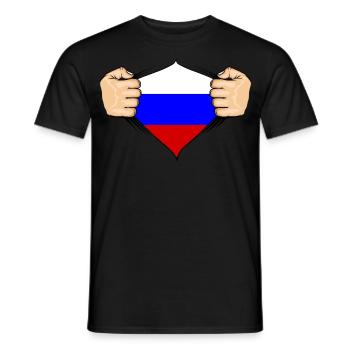 Conception du drapeau de la Russie - T-shirt homme - noir - Devant - AI Model Male 178 light (178cm)