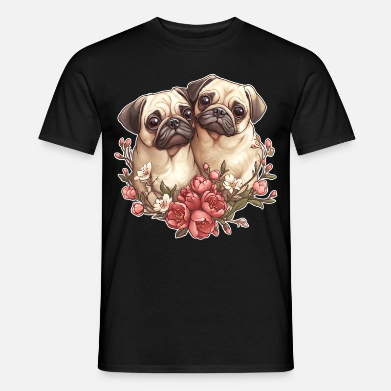 Couple de carlins mignons - T-shirt homme - noir