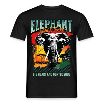 Elefant Afrika Safari Natur Wildnis Aquarell Kunst - Männer T-Shirt - Schwarz - Vorne - AI Model Male 178 light (178cm)