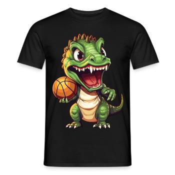 Basketball Dinosaur T-Rex Basketball Player - Men's T-Shirt - black - Front - AI Model Male 178 light (178cm)