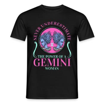 Signe astrologique anniversaire Gémeaux - T-shirt homme - noir - Devant - AI Model Male 178 light (178cm)
