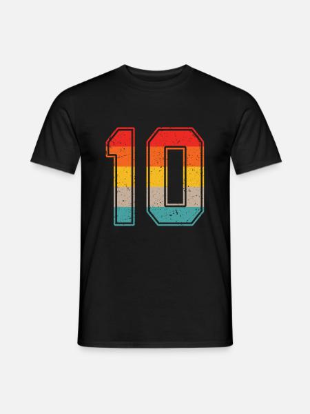10 Jahre Retro Trikot Nummer 10 T-shirt Nummer 10 - Männer T-Shirt - Schwarz