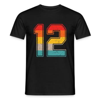 12 years retro jersey number 12 T-shirt number 12 - Men's T-Shirt - black - Front - AI Model Male 178 light (178cm)