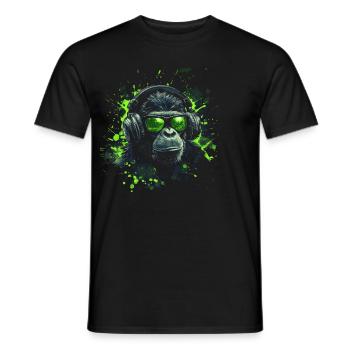 DJ Tenue cool Pop Art Techno Festival Singe - T-shirt homme - noir - Devant - AI Model Male 178 light (178cm)