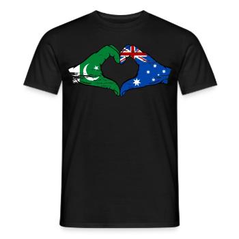Pakistan Australien Flagge Haende Herz - Männer T-Shirt - Schwarz - Vorne - AI Model Male 178 light (178cm)