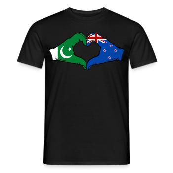 Pakistan Neuseeland Flagge Haende Herz - Männer T-Shirt - Schwarz - Vorne - AI Model Male 178 light (178cm)