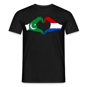 Pakistan Holland Flagge Haende Herzform - Männer T-Shirt - Schwarz - Vorne - AI Model Male 178 light (178cm)