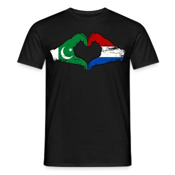 Pakistan Holland Flagge Haende Herzform - Männer T-Shirt - Schwarz - Vorne - AI Model Male 178 light (178cm)