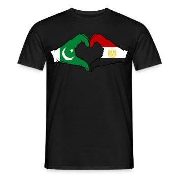 Pakistan Ägypten Flagge Haende Herzform - Männer T-Shirt - Schwarz - Vorne - AI Model Male 178 light (178cm)