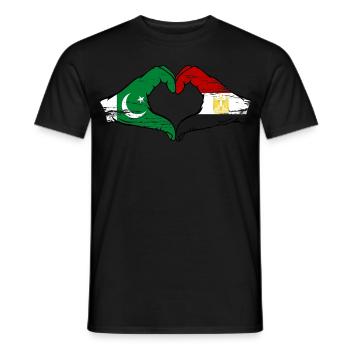 Pakistan Egypt Flag Hands Heart Shape - Men's T-Shirt - black - Front - AI Model Male 178 light (178cm)