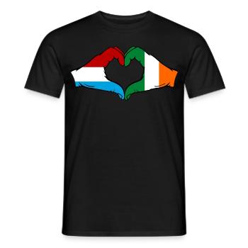 Luxembourg Irlande Drapeau Coeur Mains - T-shirt homme - noir - Devant - AI Model Male 178 light (178cm)
