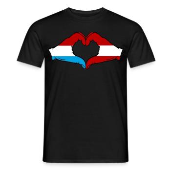 Luxembourg Austria Flag Hands Heart Shape - Men's T-Shirt - black - Front - AI Model Male 178 light (178cm)