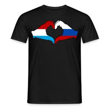 Luxembourg Russie Drapeau Mains Coeur Forme - T-shirt homme - noir - Devant - AI Model Male 178 light (178cm)