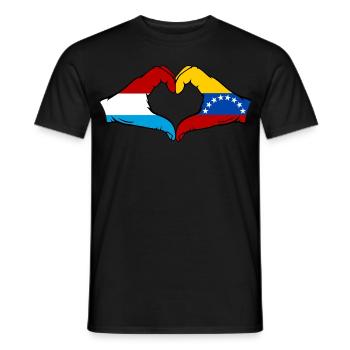 Luxembourg Venezuela Flag Hand Heart Shape - Men's T-Shirt - black - Front - AI Model Male 178 light (178cm)