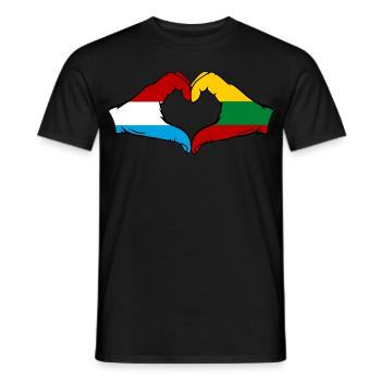 Luxemburg Litauen Flagge Haende Herzform - Männer T-Shirt - Schwarz - Vorne - AI Model Male 178 light (178cm)