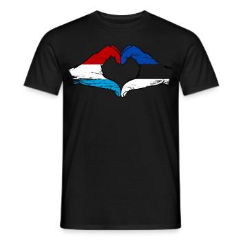 Luxemburg Estland Flagge Haende Herzform used - Männer T-Shirt - Schwarz - Vorne - AI Model Male 178 light (178cm)