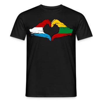 Luxemburg Litauen Flagge Haende Herzform used - Männer T-Shirt - Schwarz - Vorne - AI Model Male 178 light (178cm)