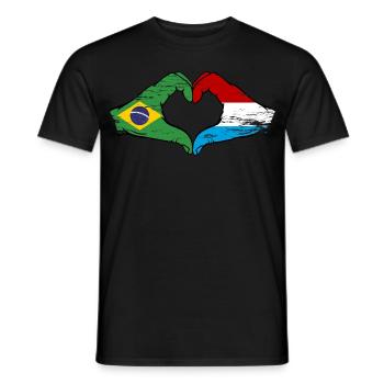 Brésil Luxembourg Drapeau Mains Coeur Forme Utilisé - T-shirt homme - noir - Devant - AI Model Male 178 light (178cm)