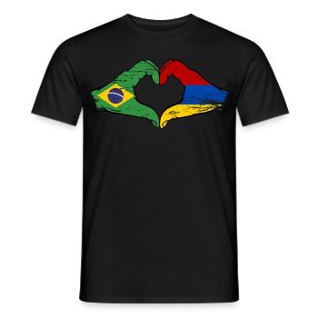Brasilien Armenien Flagge Haende Herzform used - Männer T-Shirt - Schwarz - Vorne - AI Model Male 178 light (178cm)