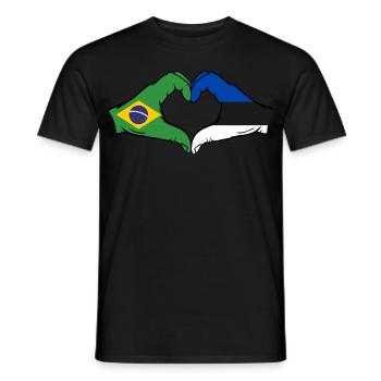 Brésil Estonie Drapeau Mains Coeur Forme - T-shirt homme - noir - Devant - AI Model Male 178 light (178cm)