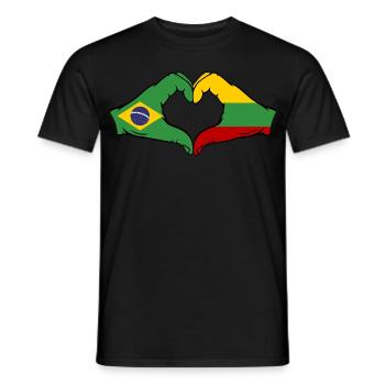 Brésil Lituanie Drapeau Mains Coeur Forme - T-shirt homme - noir - Devant - AI Model Male 178 light (178cm)