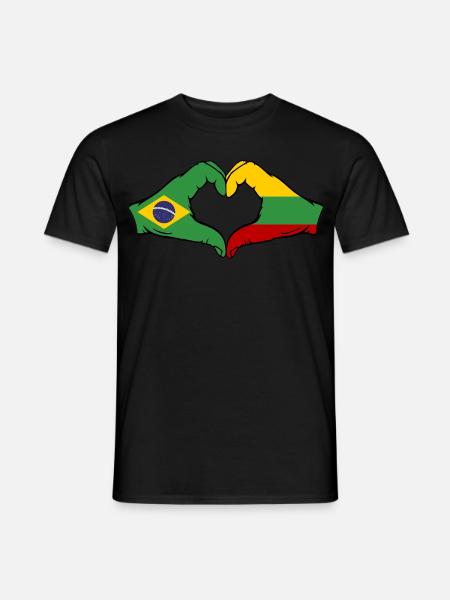 Brasilien Litauen Flagge Haende Herzform - Männer T-Shirt - Schwarz
