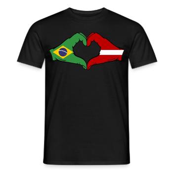 Brésil Lettonie Drapeau Mains Coeur Forme - T-shirt homme - noir - Devant - AI Model Male 178 light (178cm)