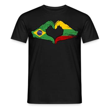 Brasilien Litauen Flagge Haende Herzform used - Männer T-Shirt - Schwarz - Vorne - AI Model Male 178 light (178cm)