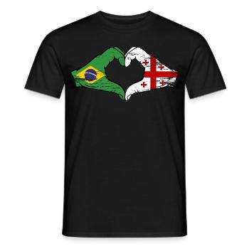 Brazil Georgia flag hands heart shape used - Men's T-Shirt - black - Front - AI Model Male 178 light (178cm)